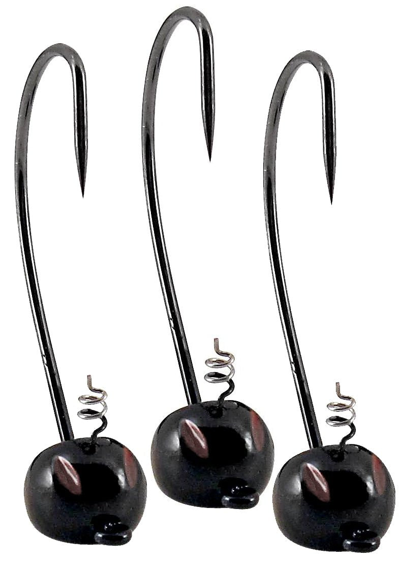 YUM Baits 3/16 oz Black Pumpkin Head Fishing Jigs - 3/0 Hooks