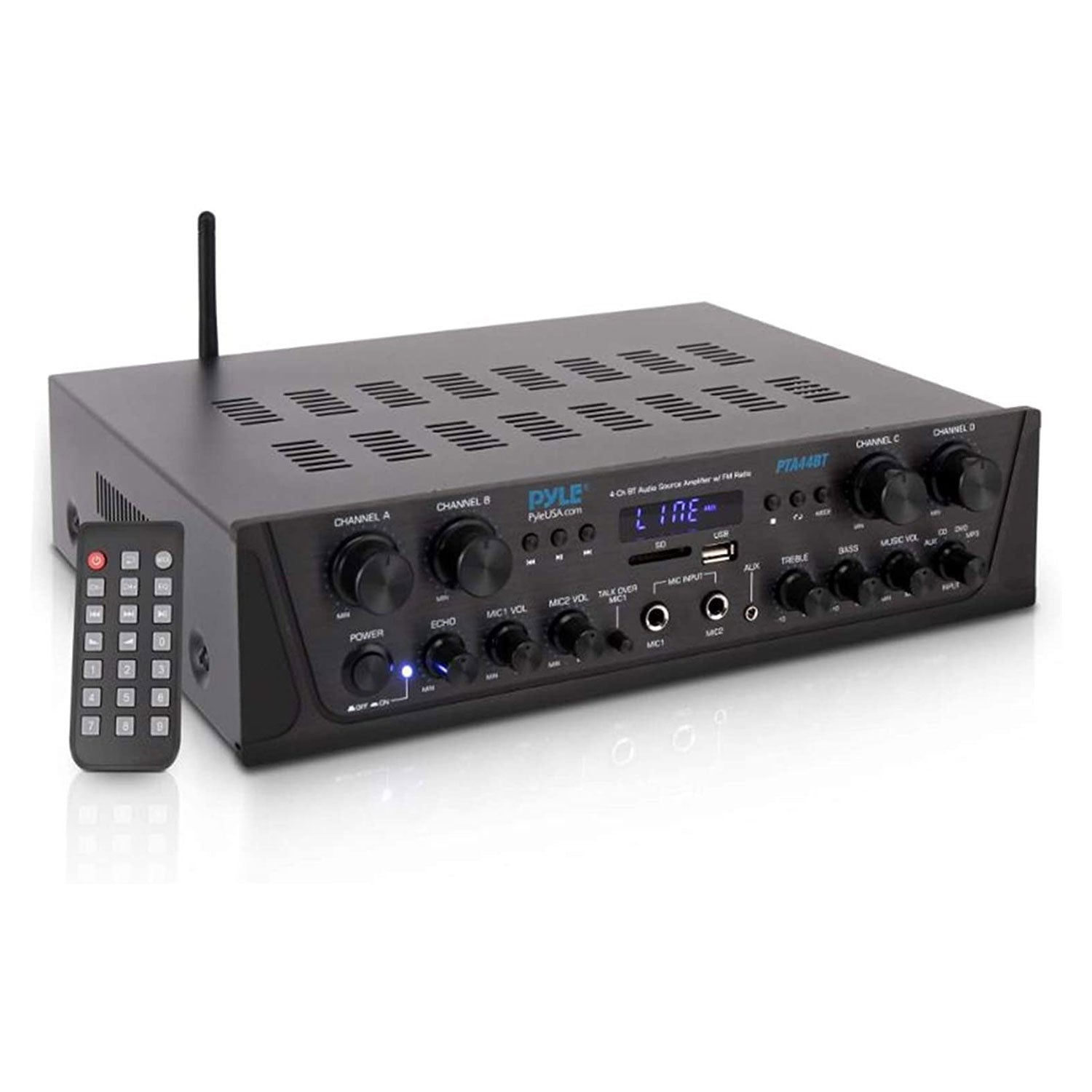 Pyle Bluetooth Home Audio 500 Watt 4 Channel Amplifier Stereo Receiver(Open Box)