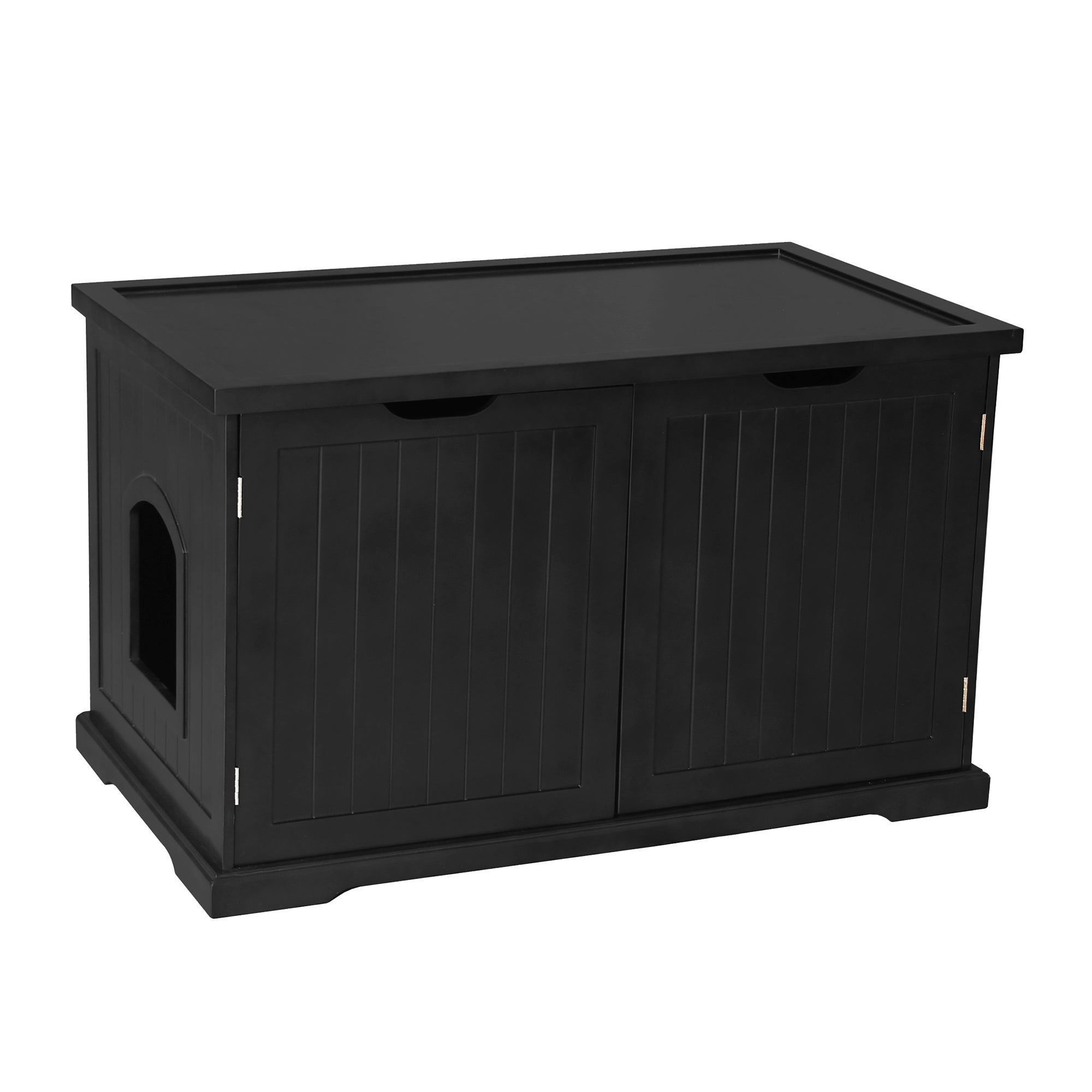 Merry Products Multi Functional Cat Litter Box Bench Cabinet, Black (Open Box)