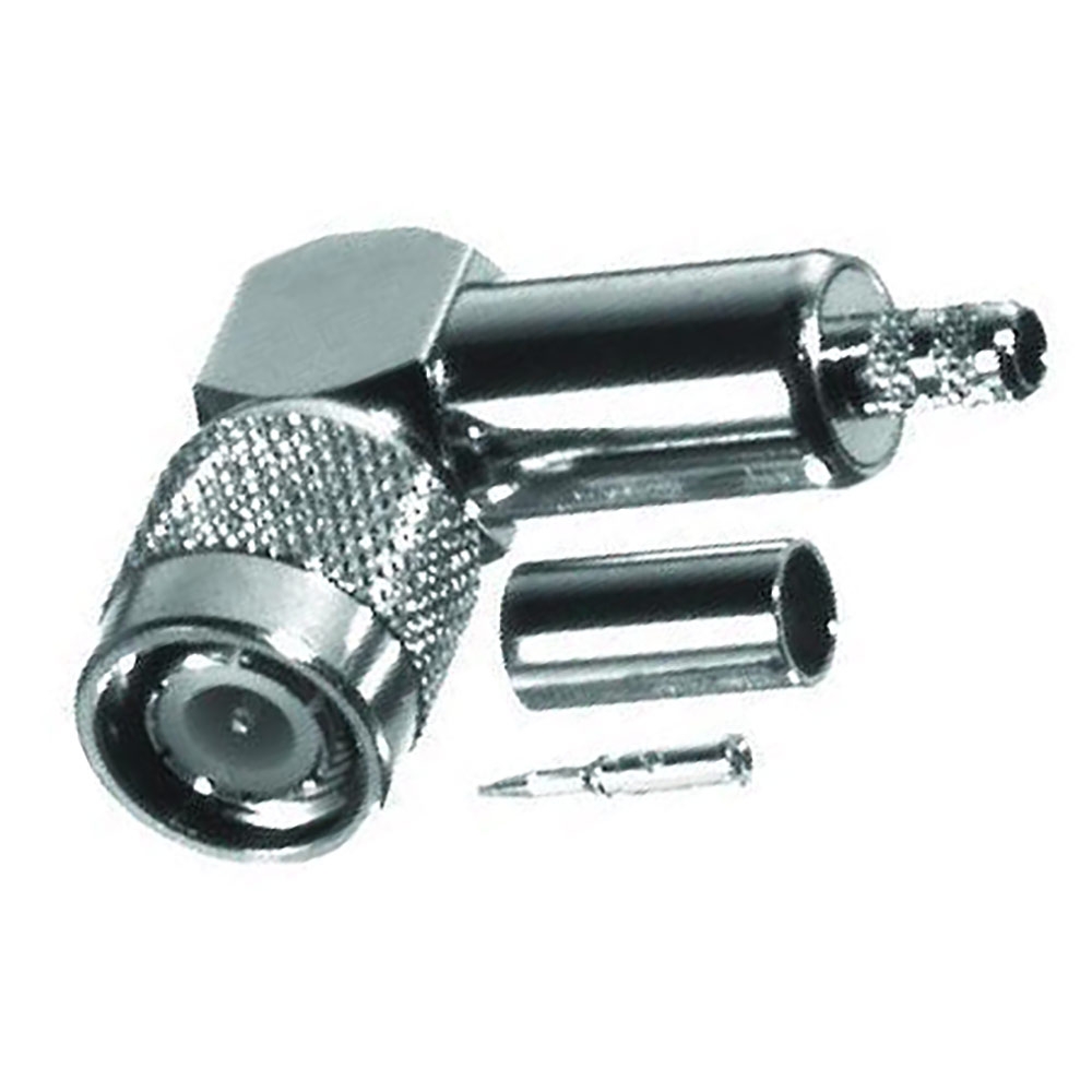 RF RFT-1218 INDUSTRIES TNC Male Right Angle Connector for RG58.Nickle Plated Body, Gold Plated Center Pin, Teflon Dielectric.Crimp Style.213