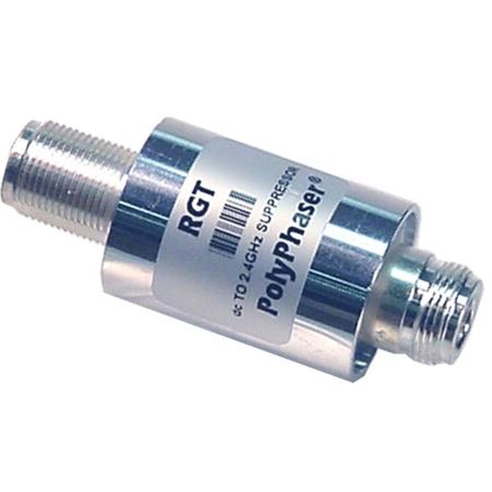 POLYPHASER RGT DC to 2.4 GHZ Repl.Gas Tube Lightning Arrestor.Passes Up to +/- 60 Vdc, 10A Max.Bi-Directional.Bulkhead Mount.N/f on Both Sides