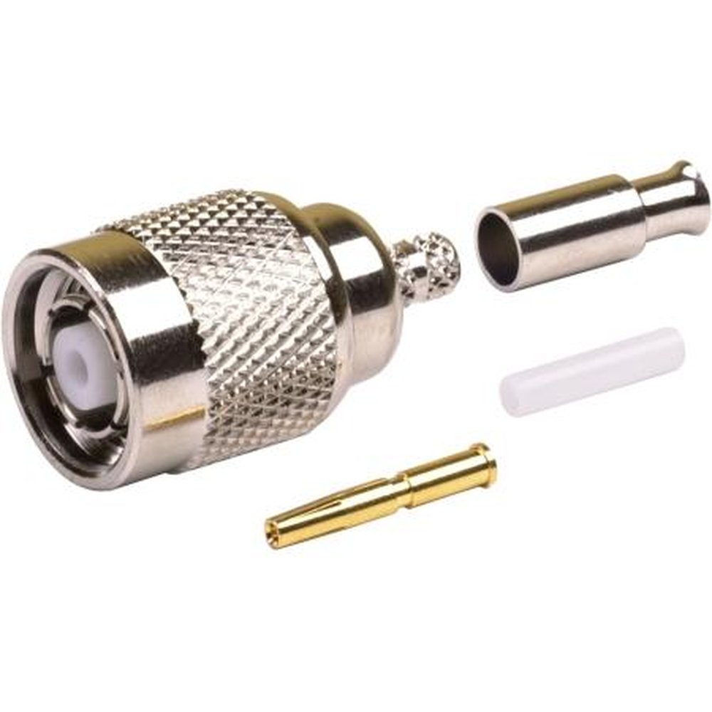 RF RP-1202-1B Industries Reverse Gender TNC Male Connector for RG174 or RG316 Cables.Crimp Style.Nickle Plated Body, Gold Center Pin