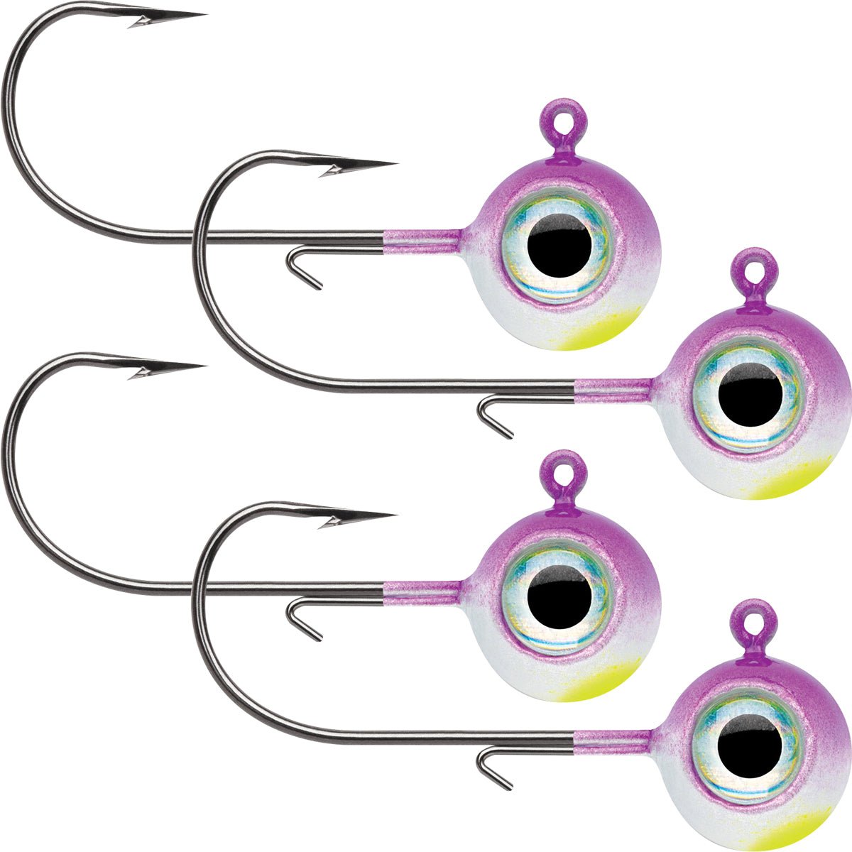 VMC Neon Moon Eye 1/4 Oz. 3D Holographic Jig - 4 Pack - Purple Albino