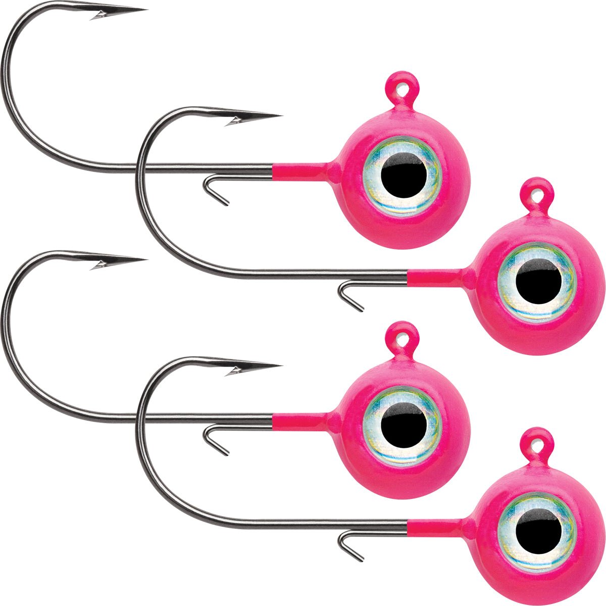 VMC Neon Moon Eye 1/4 Oz. 3D Holographic Jig - 4 Pack - Glow Pink