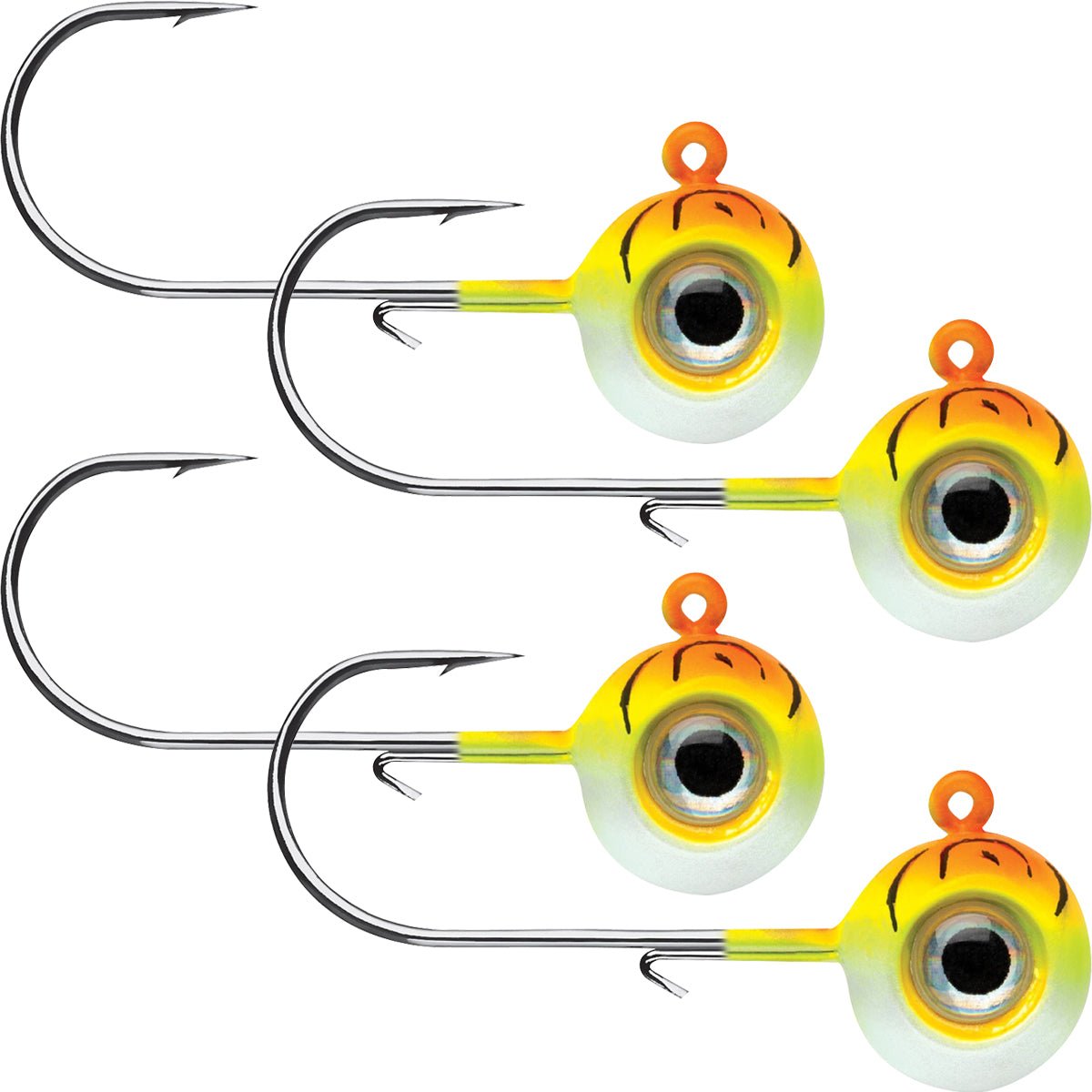 VMC Neon Moon Eye 1/8 Oz. 3D Holographic Jig - 4 Pack - Orange Fire UV