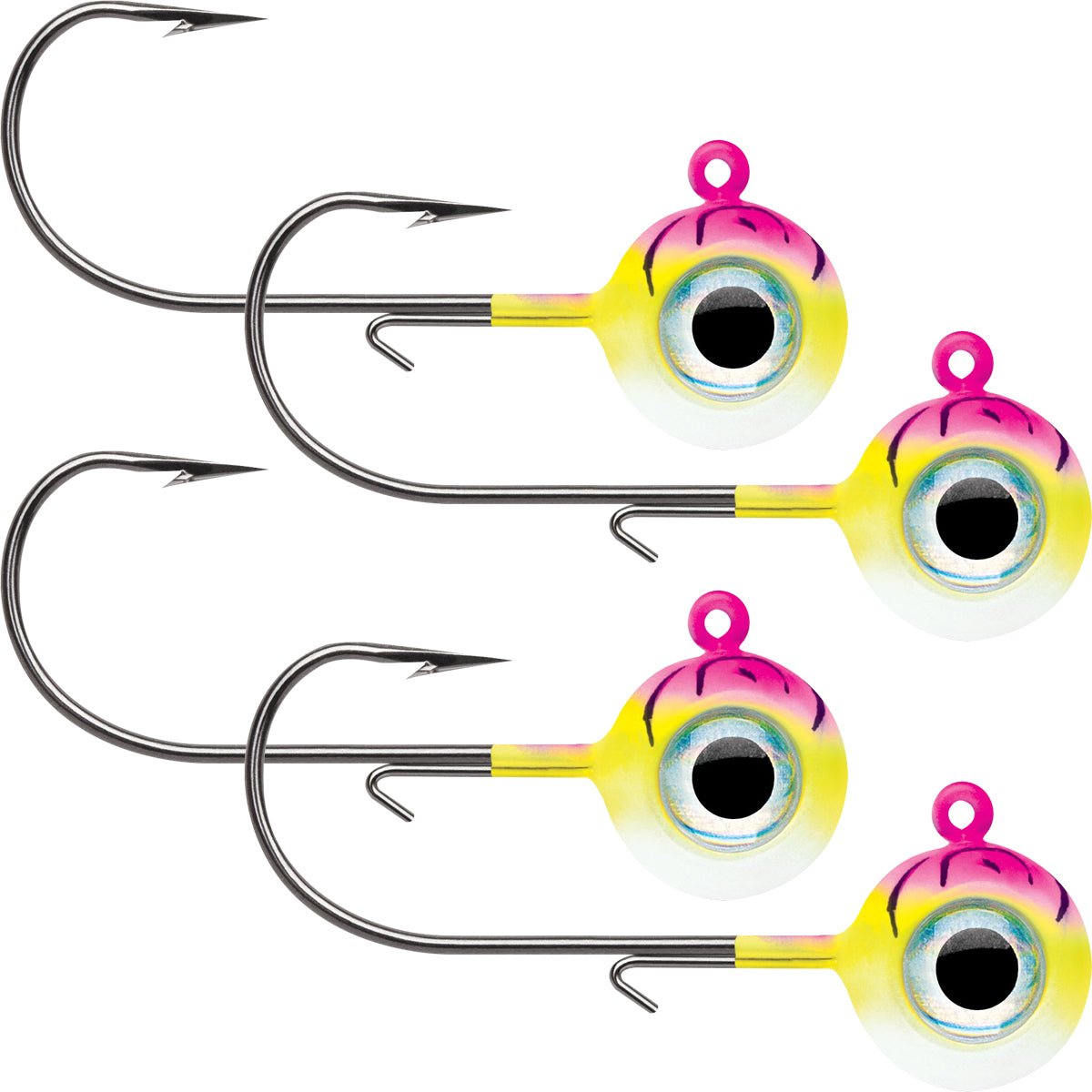 VMC Neon Moon Eye 1/8 Oz. 3D Holographic Jig - 4 Pack - Pink Fire UV