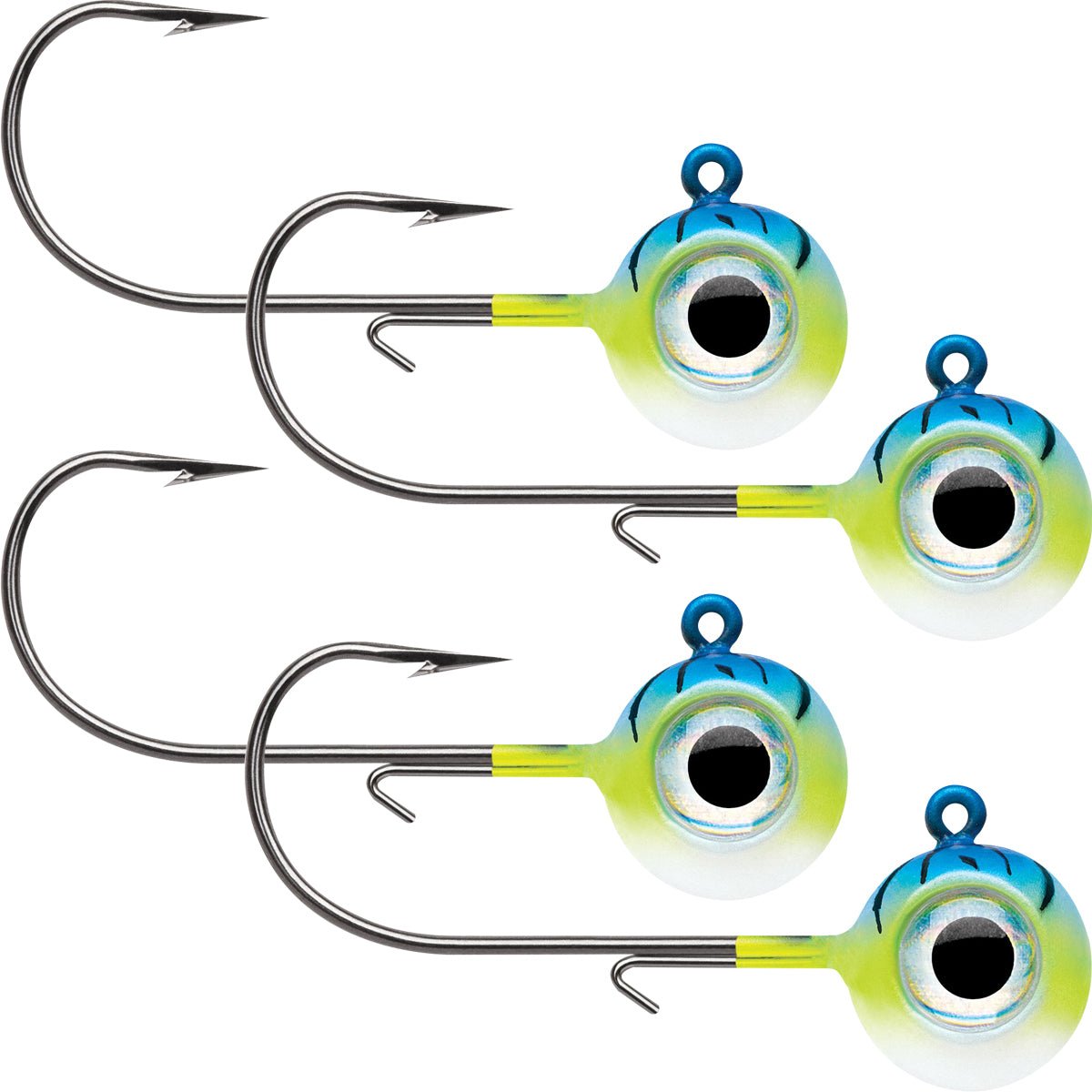 VMC Neon Moon Eye 1/4 Oz. 3D Holographic Jig - 4 Pack - Blue Fire UV