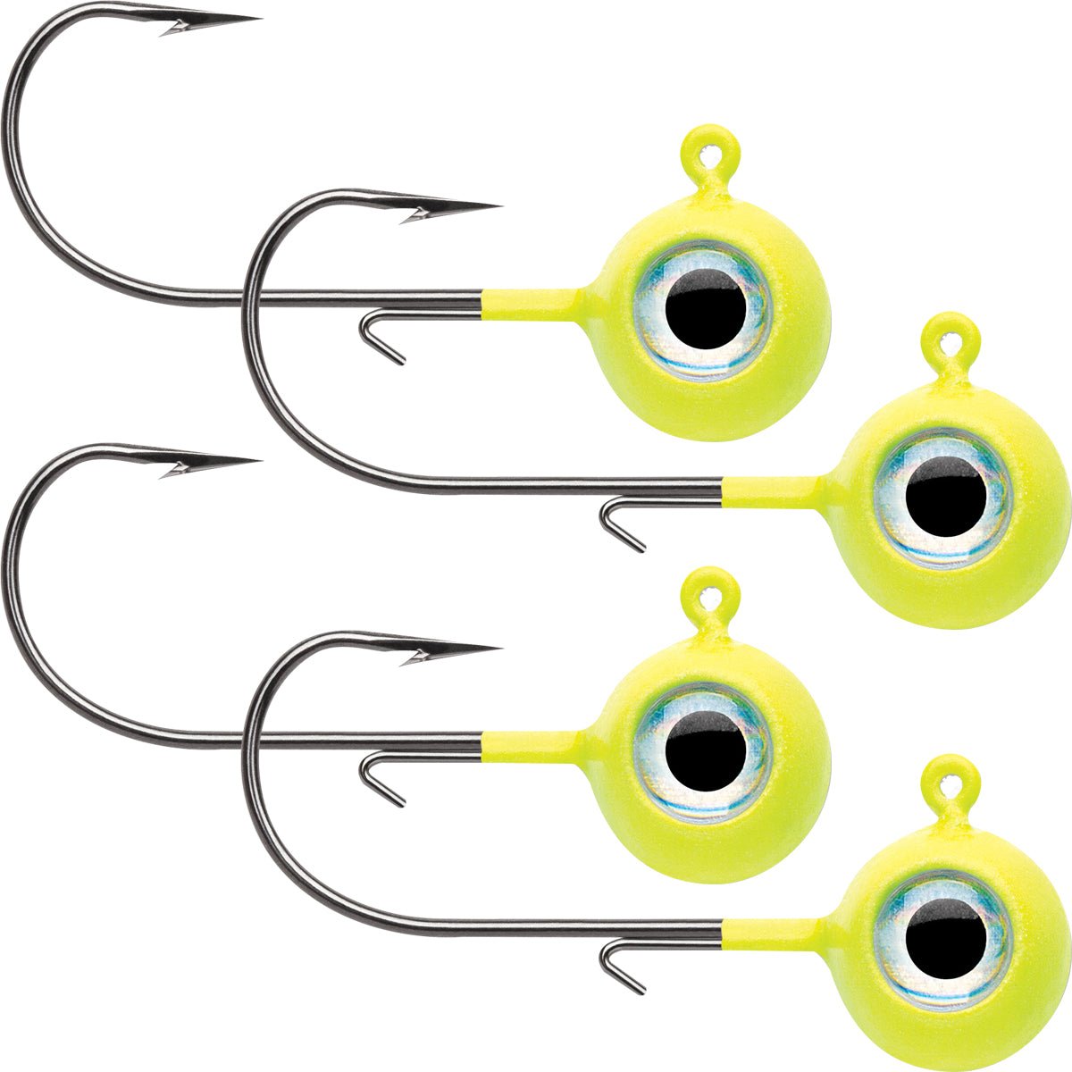 VMC Neon Moon Eye 1/4 Oz. 3D Holographic Jig - 4 Pack - Chartreuse