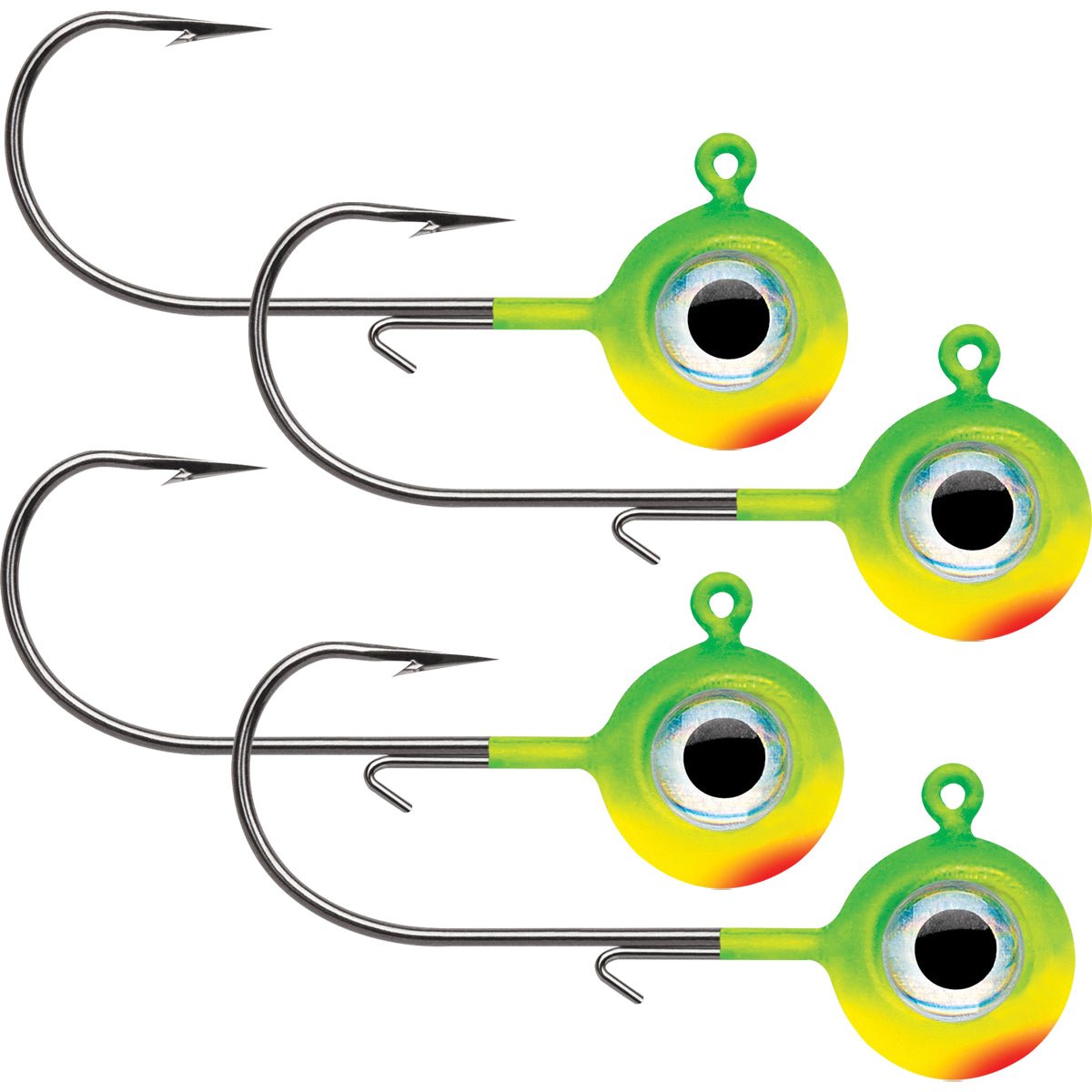 VMC Neon Moon Eye 1/4 Oz. 3D Holographic Jig - 4 Pack - Chartreuse Lime Green