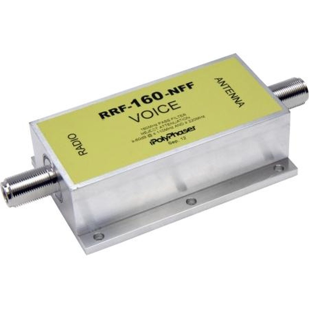 Polyphaser RRF-160-NFF 160-163 Mhz Band Pass Filter 100 Watts.(2) N Female Connectors.Weatherized & Integrated Surge Protection.Bulkhead Mounting