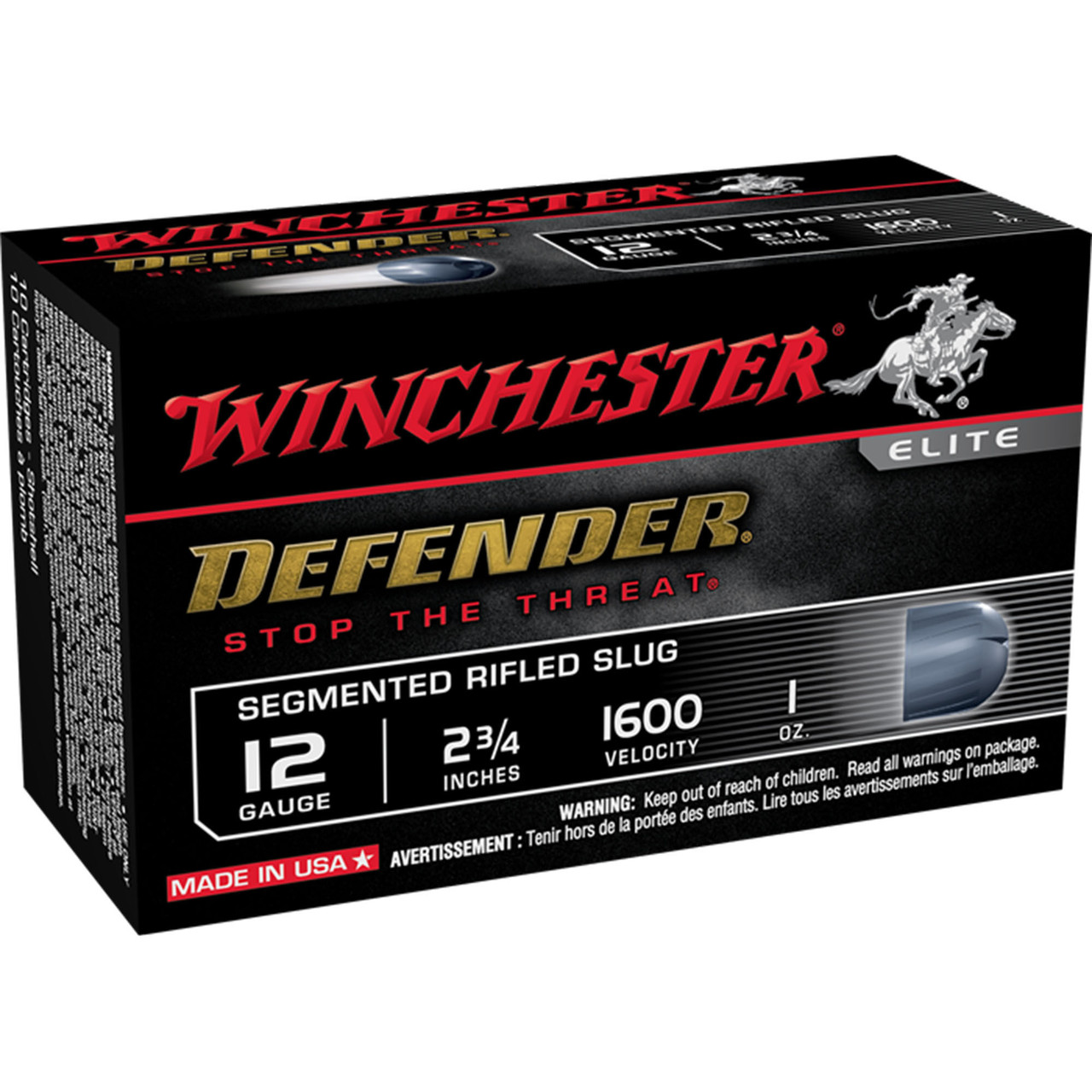 Winchester PDX1 Defender 12 GA 2.75" 1 oz. Segmented Rifled Slug Ammo (10)