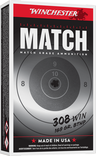 Winchester Match Elite Marksman 308 Winchester 169 Grain Hollow Point Boat Tail 20Rnd Rifle Ammo