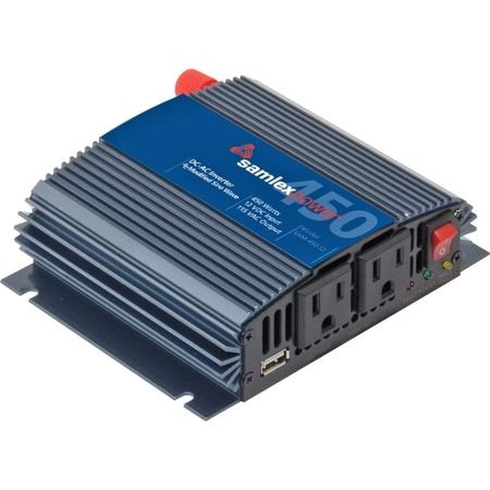 SAMLEX SAM-450-12 DC to AC Power Inverter.450W Continuous, 900W Intermittent.Modified Sine Wave.universal Outlet for Different AC Plugs.USB Port &