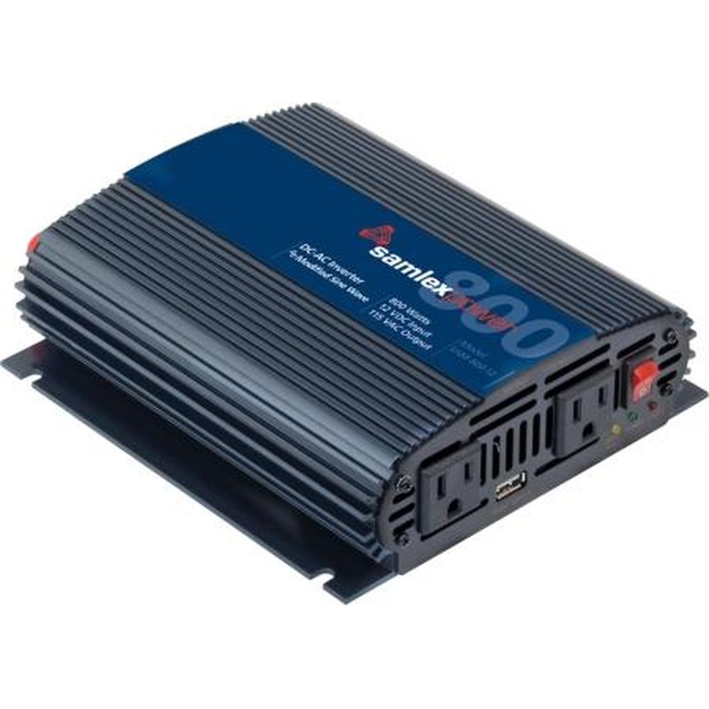 SAMLEX SAM-800-12 DC to AC Power Inverter.800W Continuous, 1600W Intermittent.Modified Sine Wave.Universal Outlets (2) for Diff.AC Plugs.Includes