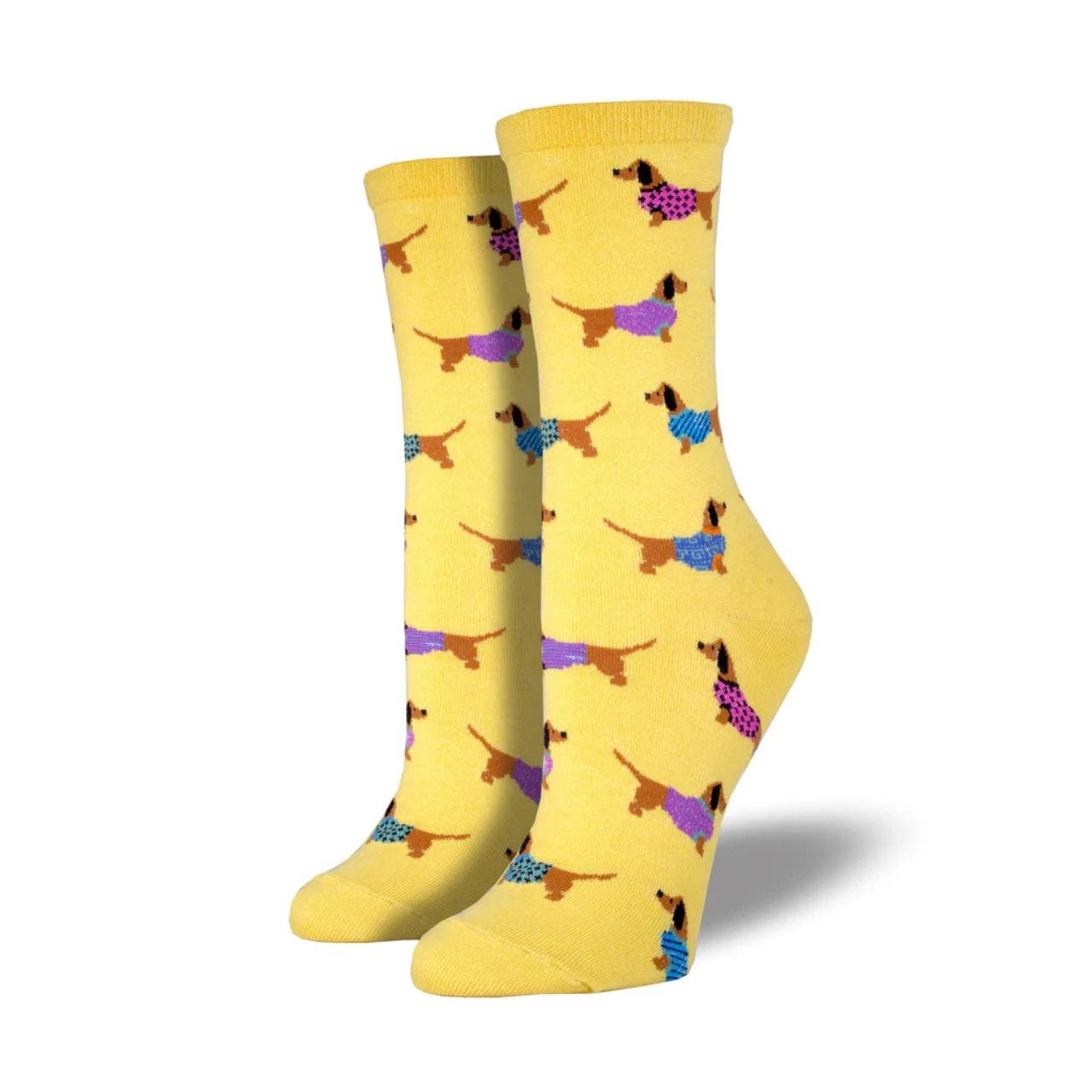 SockSmith Women's "Haute Dog" Socks-Mimosa Yellow