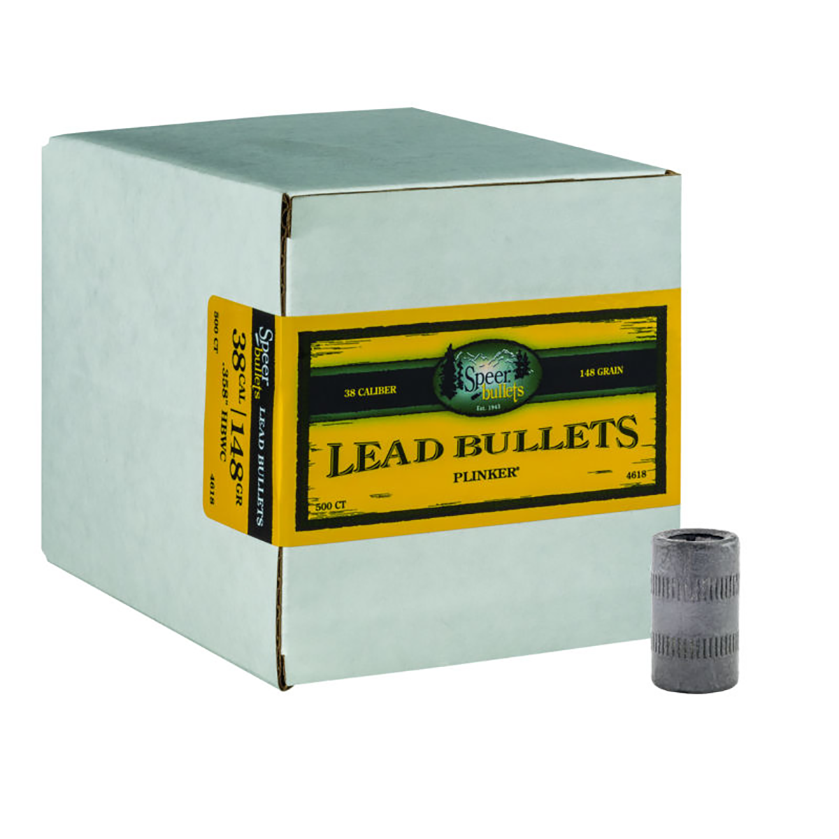 Speer Lead Bullets 38 Cal 148 Gr HBWC 500/Box