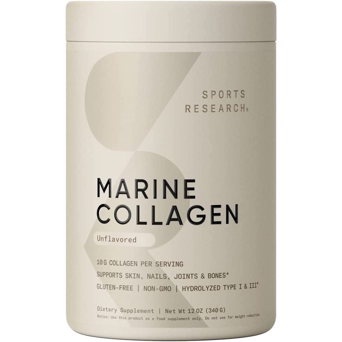 Sports Research Marine Collagen Peptides Supplement - 34 Servings - Unflavored