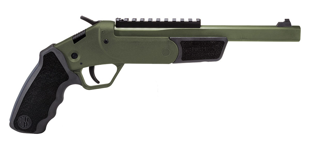 Rossi Brawler Single-Shot .410Bore/.45LC Handgun 3" Chamber 9" Barrel Synthetic Stock Fixed Sights Picatinny Rail OD Green SSPB9T