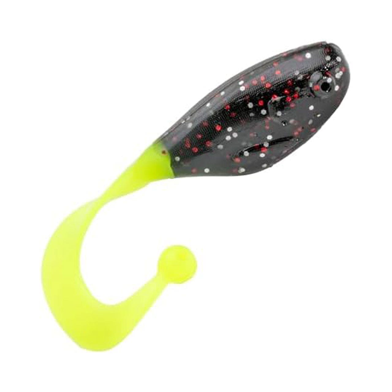 Strike King Mr. Crappie Crappie Cutter Soft Plastic - 1.5" Tuxedo Black Chartreuse Glow