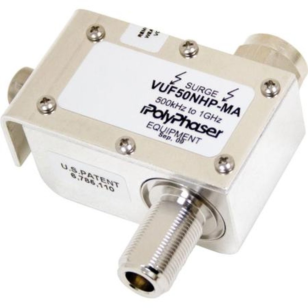 POLYPHASER VUF50NHP-MA.5-1000 Mhz Protector Bulkhead or Flange Mount, DC Blocked, 1kW Rms Avg Power, Weatherized