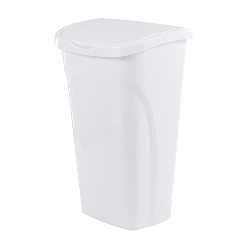 United Solutions 40 Quart Home Wastebasket with Dual Swing Lid, White (6 Pack)