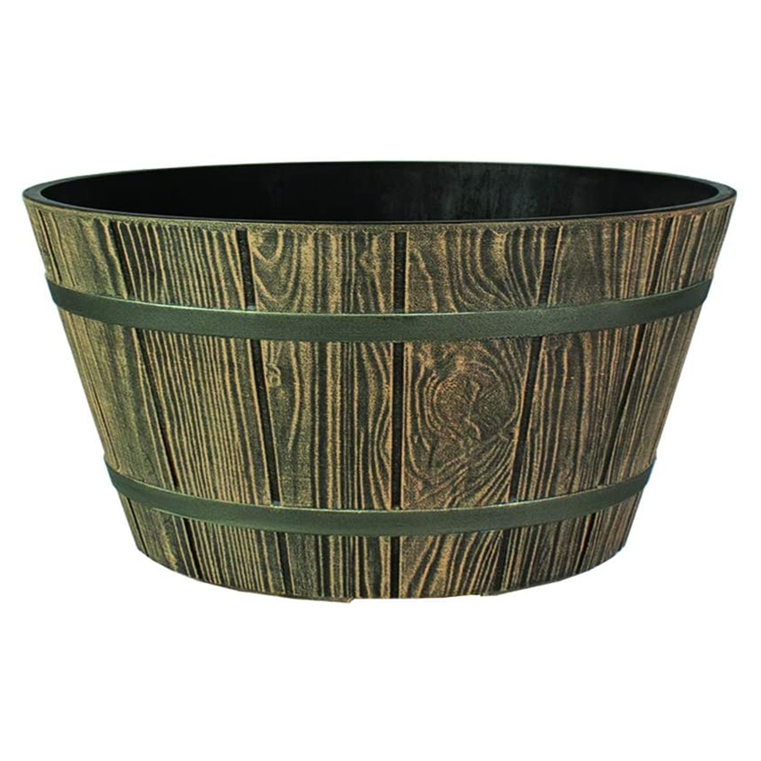 HC Companies 16 Inch Aged Wooden Oak Round Whiskey Barrel Planter (Open Box)