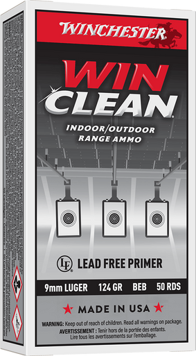 Winchester WinClean 9mm Luger 124 Grain Brass Enclosed Base 50Rnd Handgun Ammo