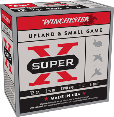 Winchester Super X Game - 12 Gauge, 2 3/4", 1 oz, #6 Lead Shot, Per 25