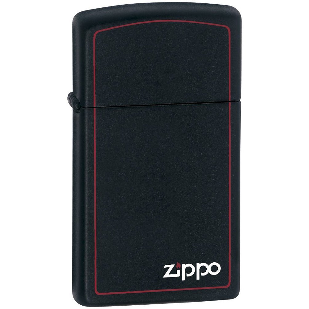 Zippo Slim Black Matte with Red Border Pocket Lighter