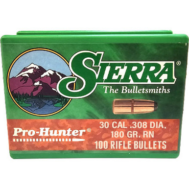 Sierra ProHunter 2170 .30 Cal 180 gr Round Nose Bullets-100cnt