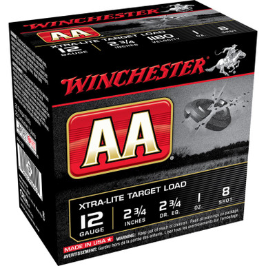 Winchester AAL128 AA XtraLite 12 Gauge 2.75" 1 oz 8 Shot 25 Rounds
