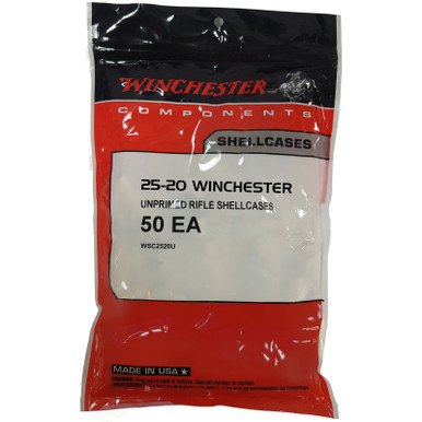 WINCHESTER 25-20 (25 WCF) UNPRIMED RIFLE BRASS CASES 50 COUNT WSC2520U