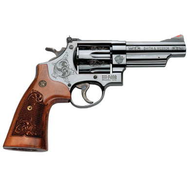 Smith & Wesson Model 29 44 Mag 4" 6rd Engraved Wood Grip Blued Finish