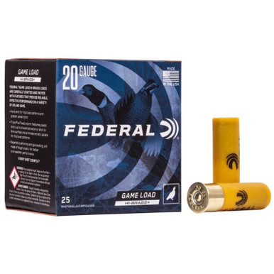 Federal H2046 GameShok Upland 20 Gauge 2.75" 1 oz 6 Shot 25 Rounds