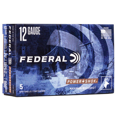 Federal Power-Shok Buckshot 12 Gauge 2.75" 9 Pellets 00 Buck Shot 5 Box