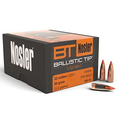 NOSLER 39522 22CAL 50GR BALLISTIC TIP 100 CT.