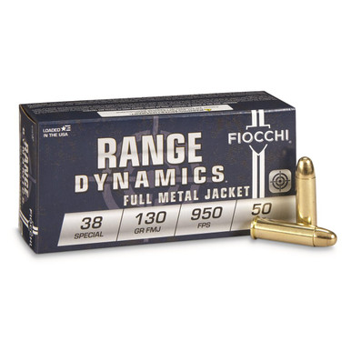 Fiocchi Range Dynamics .38 Special 130gr Full Metal Jacket 50Rnd Handgun Ammunition