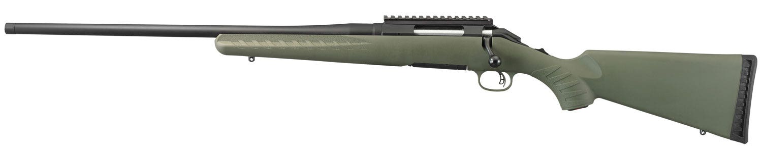 Ruger American Predator 243 Win Rifle 4+1 22" Threaded Barrel Picatinny Rail Adjustable Trigger Black Metalwork Green Synthetic Stock LH 26916