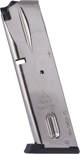 MEC-GAR MGSW5915N S&W 5900 Series/915/910/659 9mm Luger 15Rnd Nickel Finish Magazine