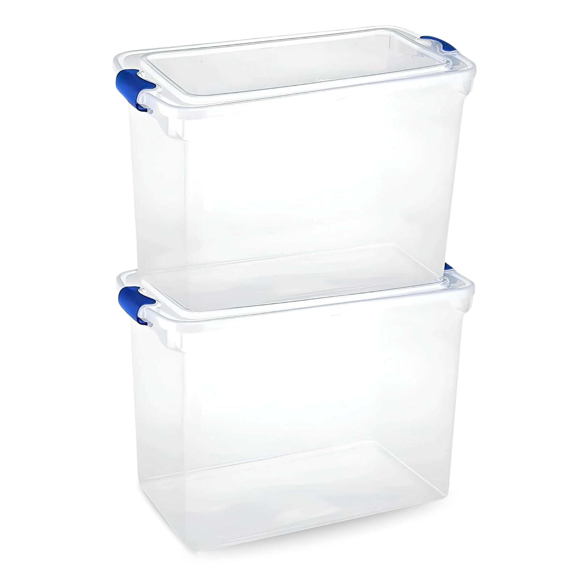 Homz 112 Quart Modular Stackable Storage Containers, Clear, 2 Pack (Open Box)