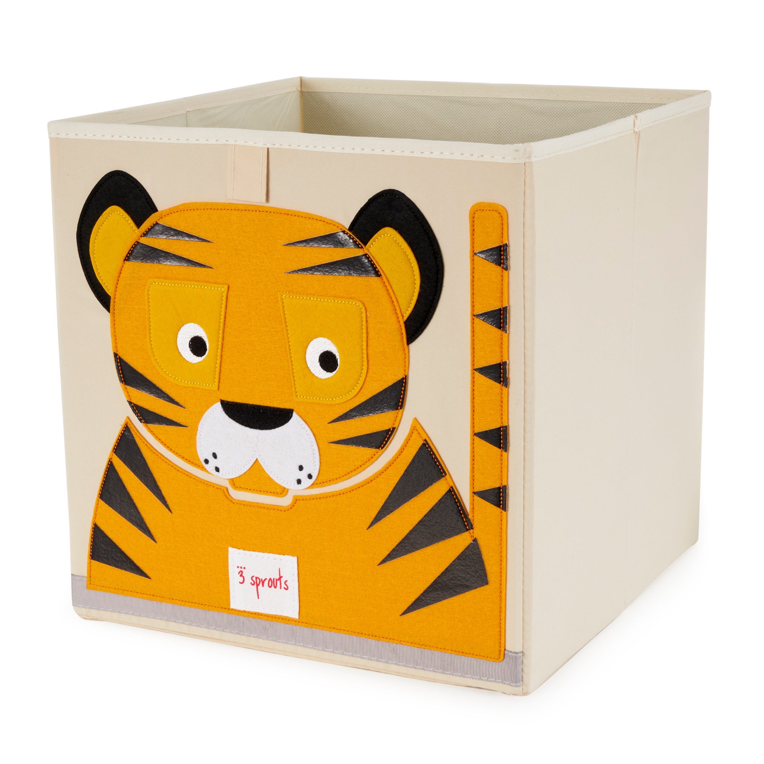 3 Sprouts Kid's Foldable Fabric Storage Cube Box Soft Toy Bin, Tiger (Used)