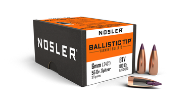 Nosler Ballistic Tip Varmint 24055 6mm 55 gr Spitzer Bullets-100cnt