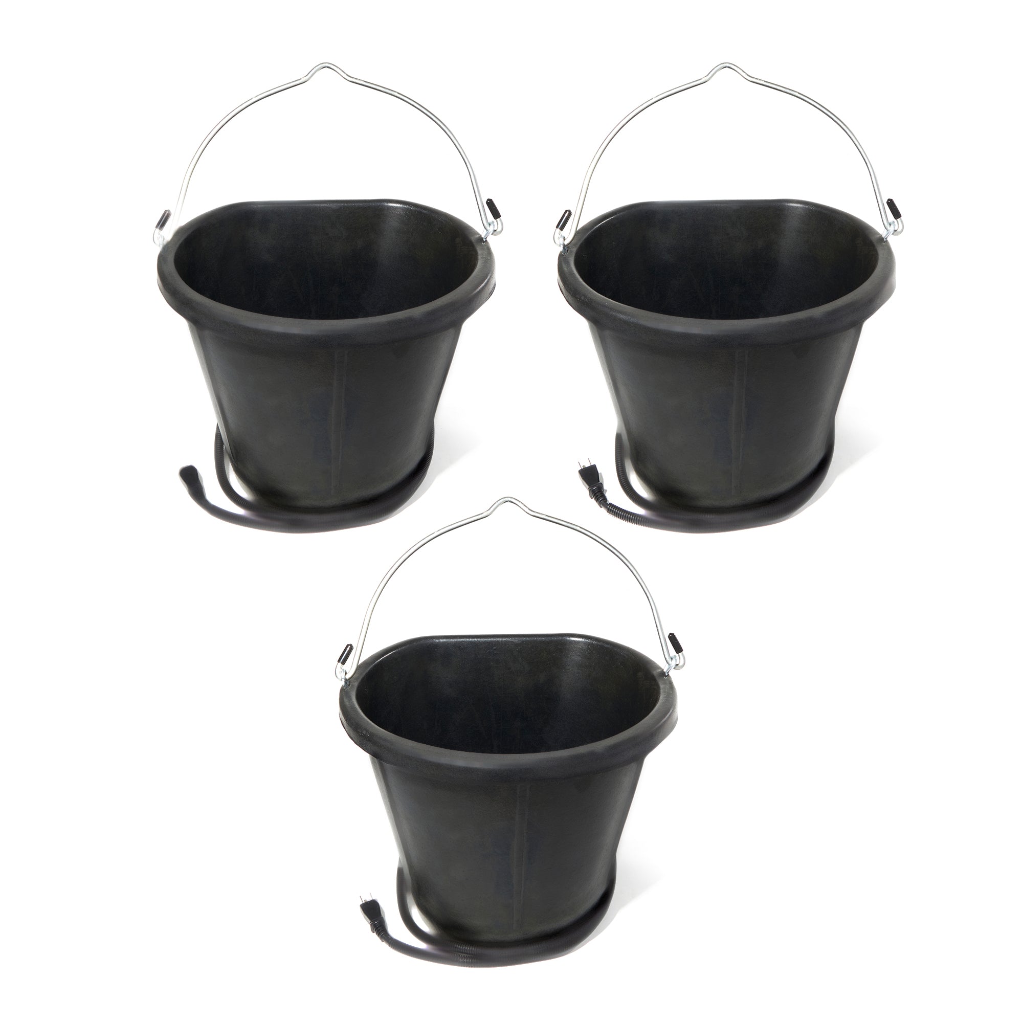 Farm Innovators 18 Qt Rubber Flat Back Heated Bucket w/ Guard, 90 Watt (3 Pack)