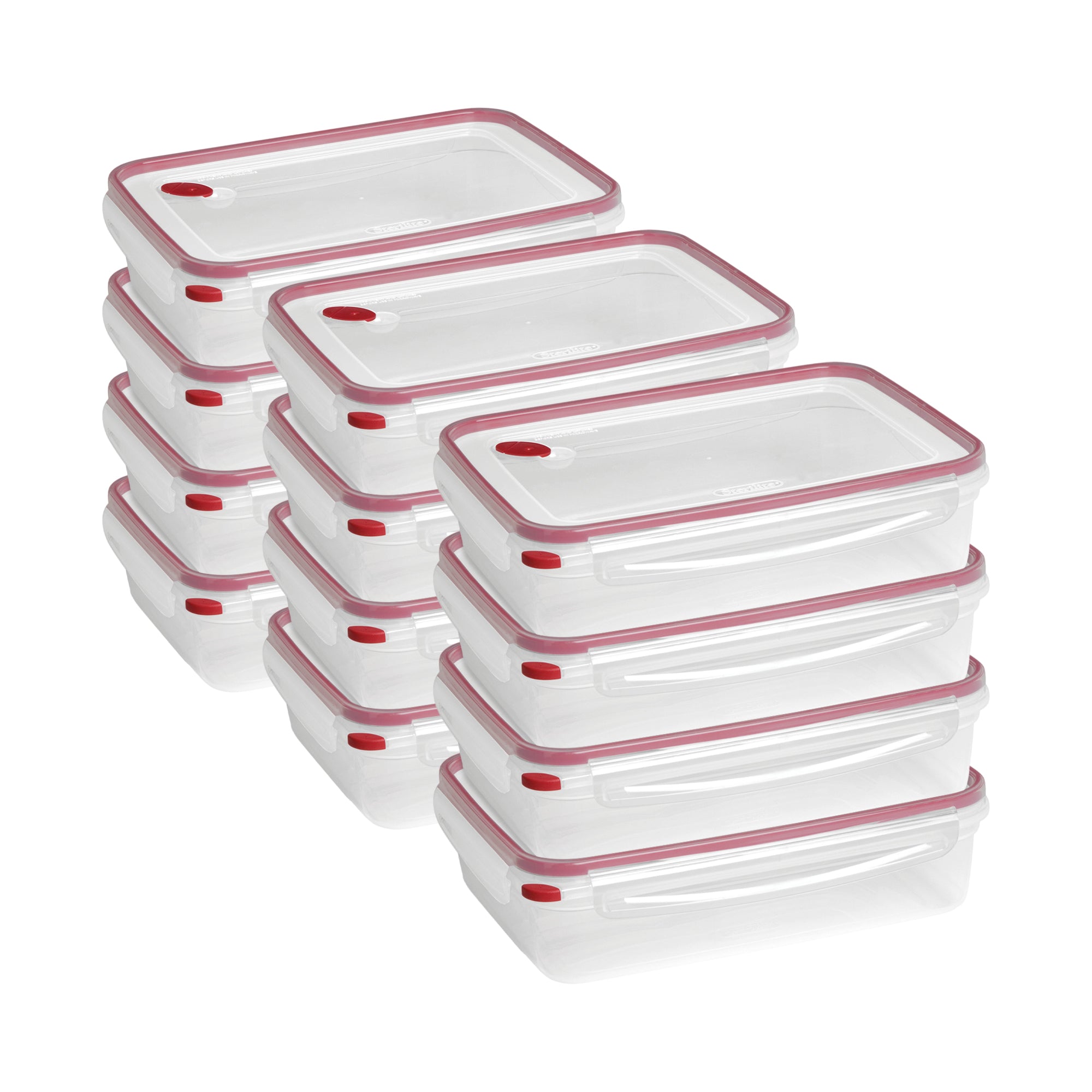 Sterilite 03426604 16 Cup Rectangle UltraSeal Food Storage Container, Red 12 Ct