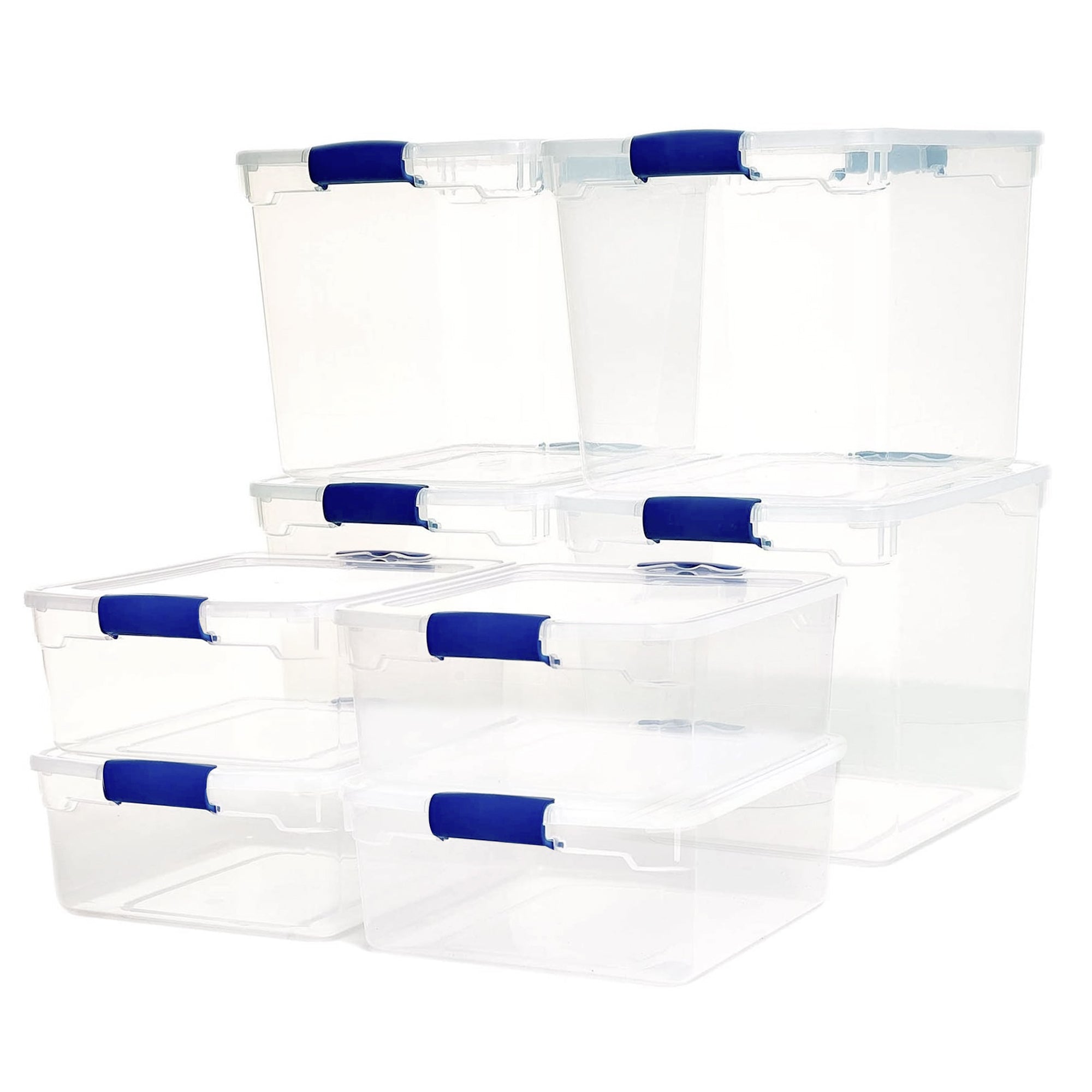 Homz 31qt Clear Plastic Stackable Storage Containers, 4 Pack & 15.5qt, 4 Pack