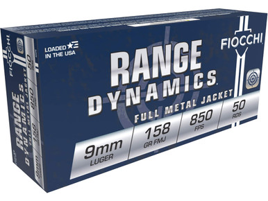 Fiocchi Range Dynamics 9mm Luger 158gr Full Metal Jacket 50Rnd Handgun Ammunition