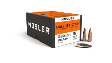 Nosler Ballistic Tip Varmint 39521 .204 Cal 40 gr Spitzer Bullets-250cnt