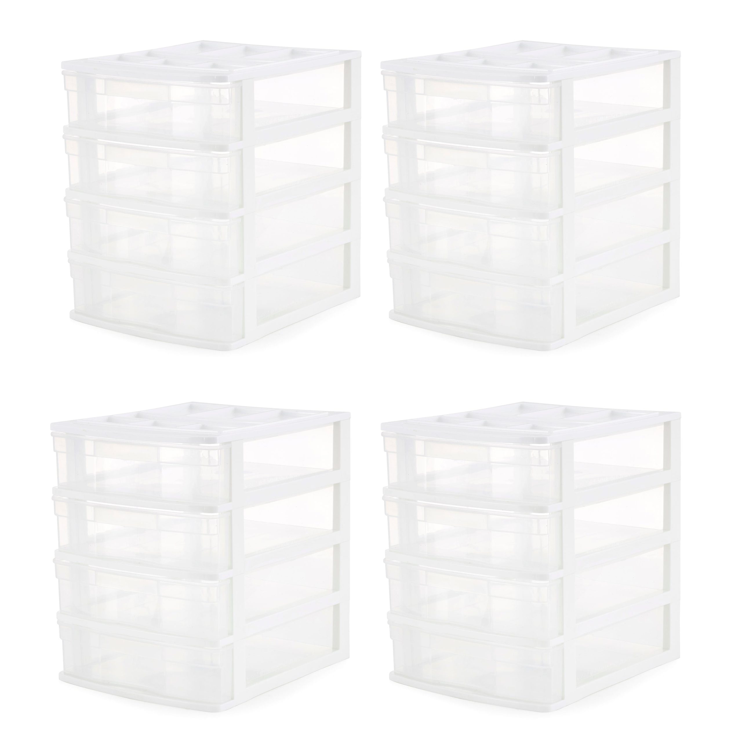 Gracious Living 4 Drawer Desktop Countertop Storage with Organizer Lid (4 Pack)