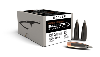 Nosler Ballistic Silver Tip 51200 .338 Cal 200 gr Spitzer Bullets-50cnt