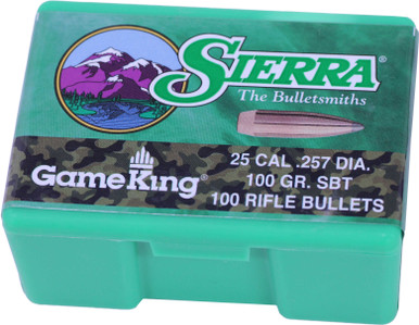 Sierra GameKing 1625 .25 Cal 100 gr SBT Bullets-100cnt